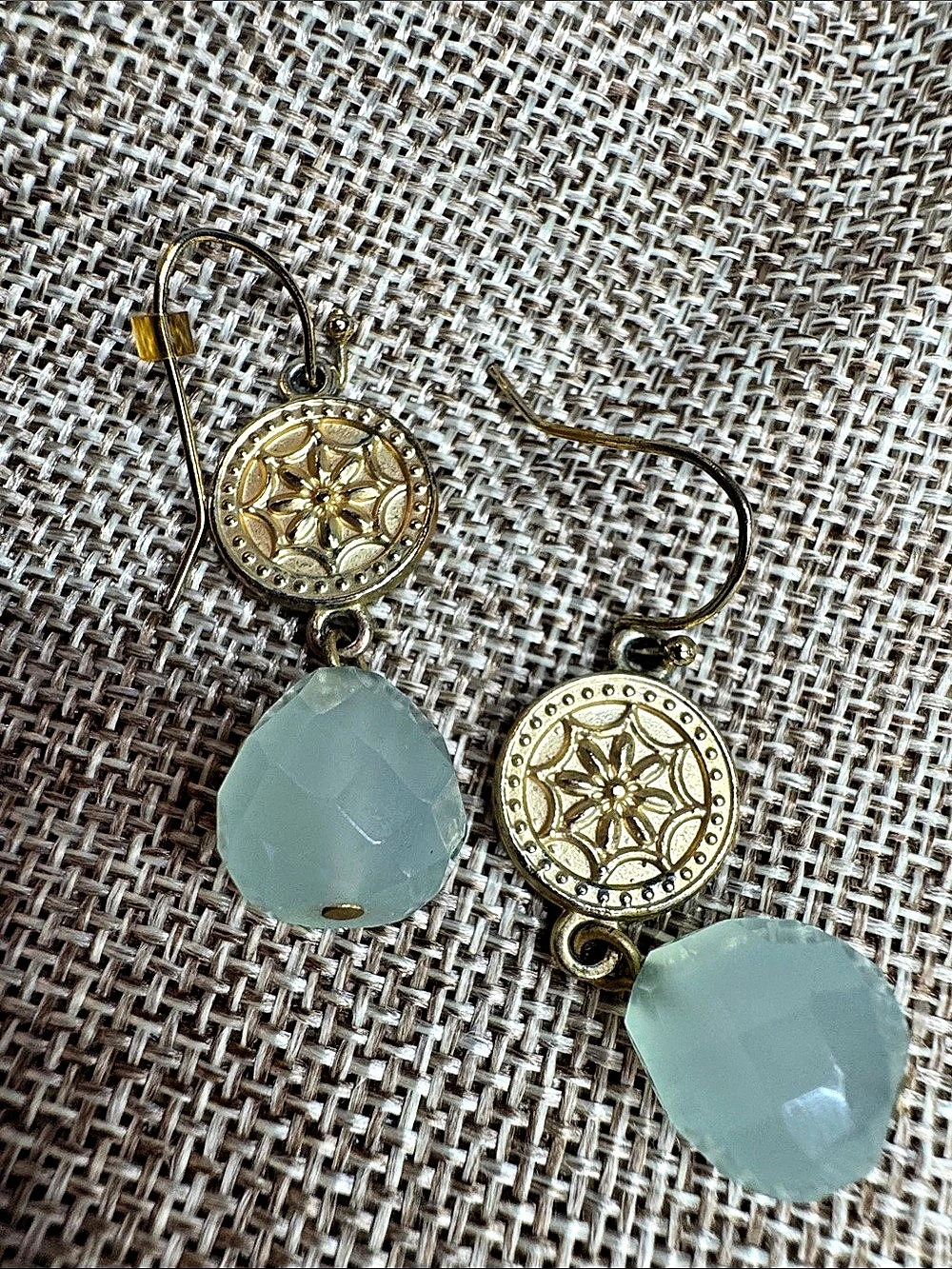 Gold & Blue Drop Earrings Like New